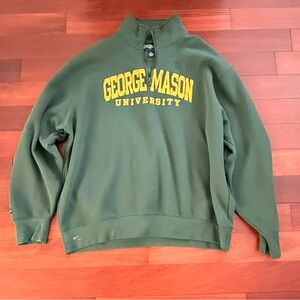 Vintage 90s George Mason Zip-up Sweatshirt Jansport Embroidered Green